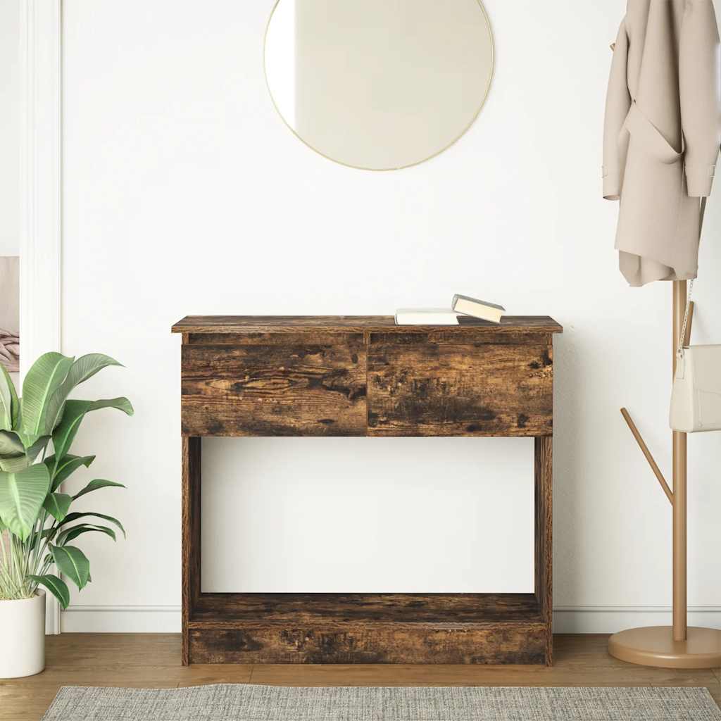 Console Table with Drawers Smoked Oak 85.5x38.5x74.5 cm